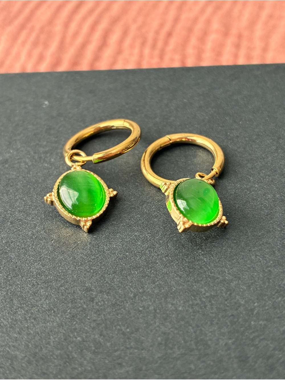 Earrings with Bright Green